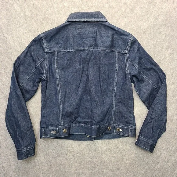 Vintage Lauren Ralph Lauren Trucker Jacket Women's Petite M Blue Denim Y2K - Picture 4 of 10